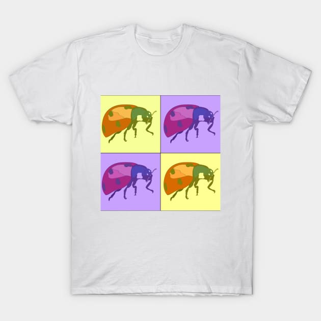 Ladybug Pop Art - Purple and Yellow T-Shirt by Design Garden